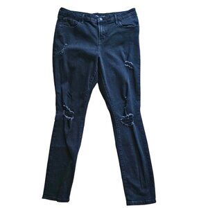 Old Navy Pop Icon Skinny Mid-Rise Jeans Size 14 Black Disteressed